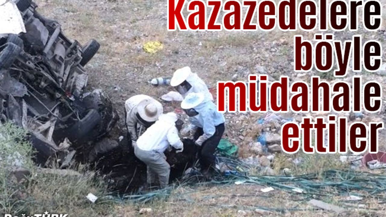 Kazada yaralanan baba-oğula "arıcı maskesi" ile müdahale