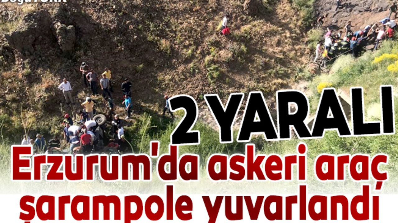 Erzurum'da askeri araç şarampole devrildi