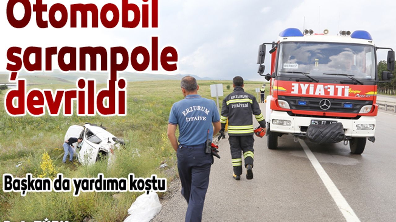 Erzurum'da otomobil şarampole devrildi: 2 yaralı