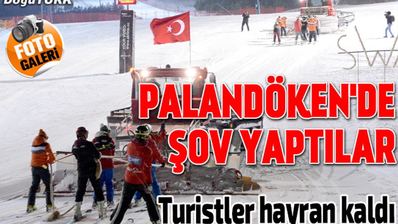Palandöken'de kayak ve akrobasi gösterisi