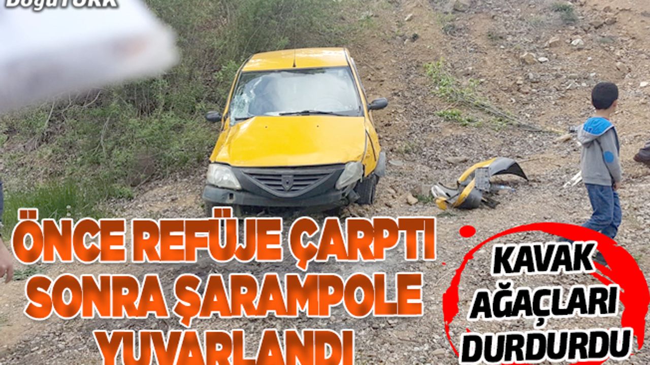 Orta refüje çarpan taksi şarampole yuvarlandı: 1 yaralı