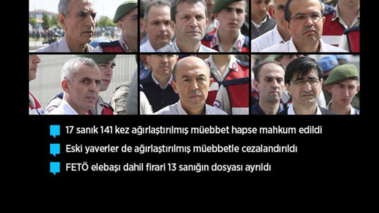 Genelkurmay çatı davasında 17 sanığa 141 kez ağırlaştırılmış müebbet
