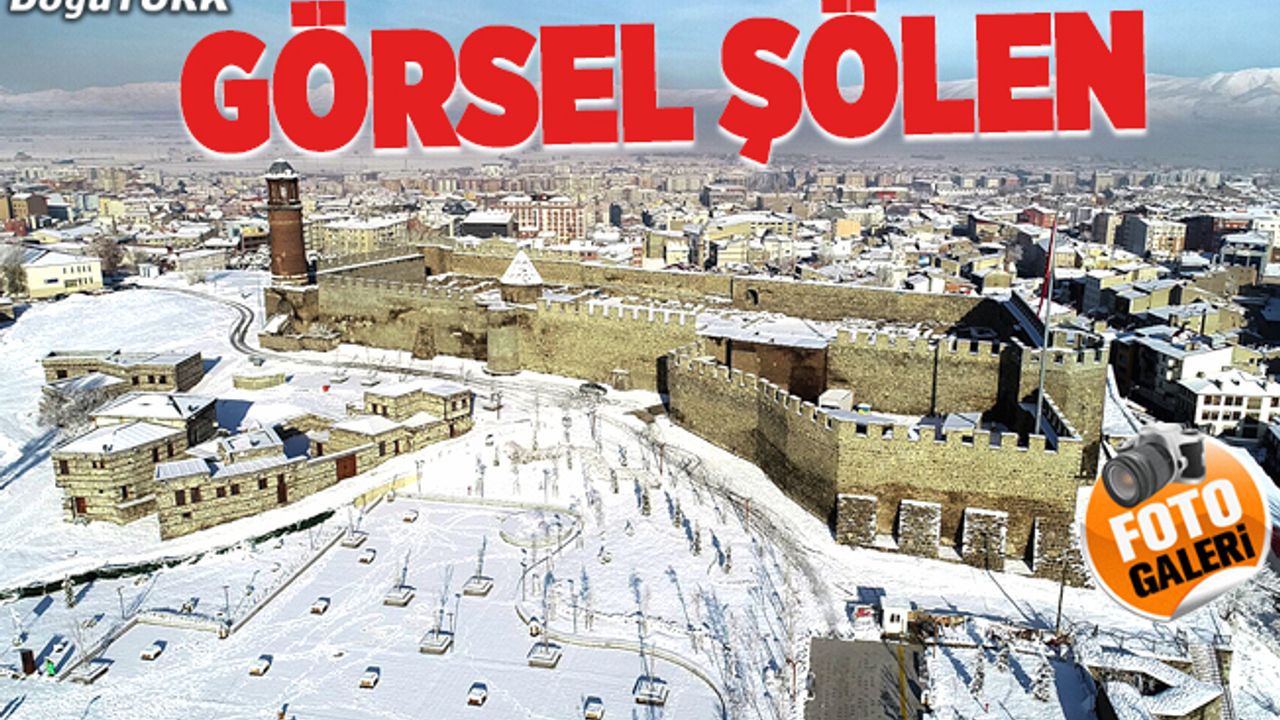 Kar yağışıyla beyaza bürünen Erzurum'da görsel şölen