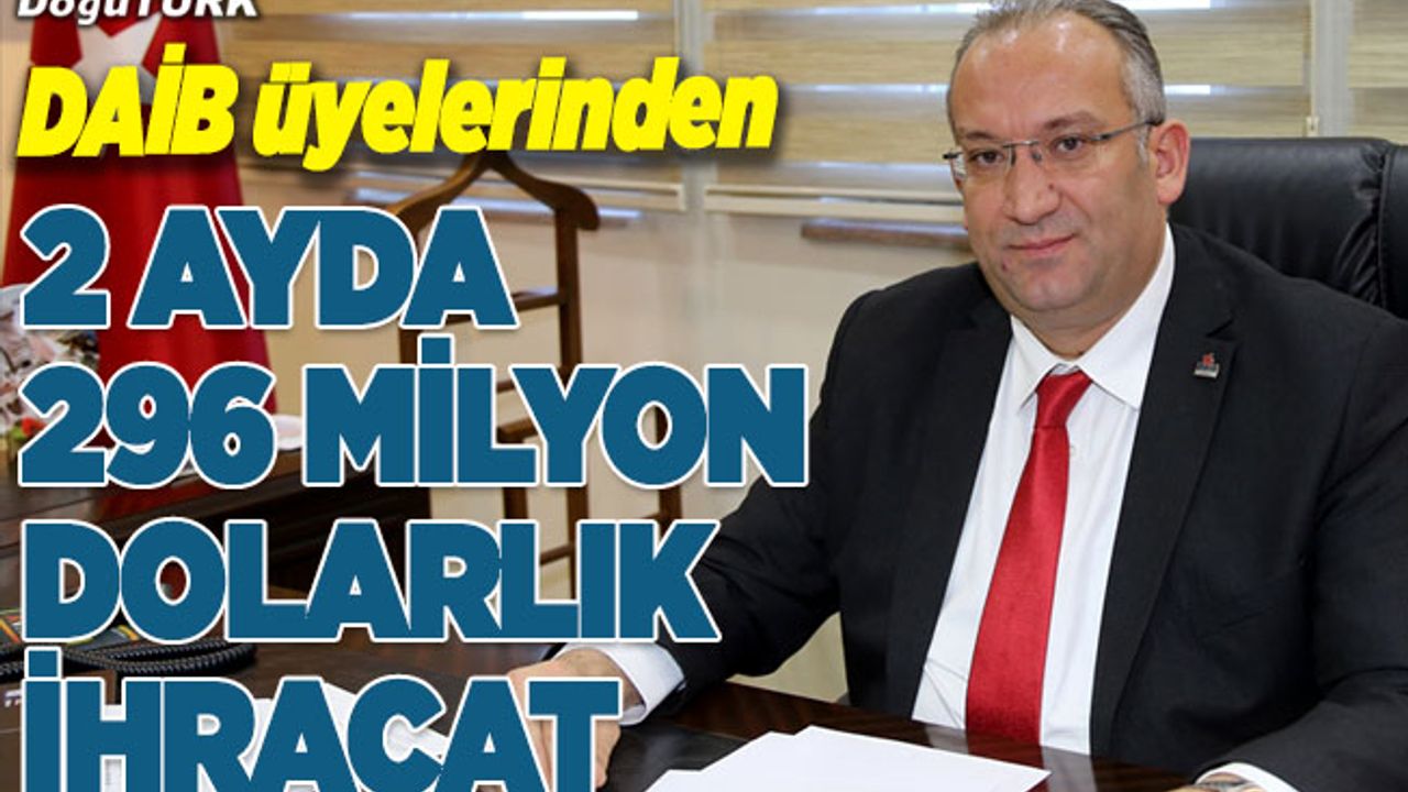 DAİB üyelerinden 2 ayda 296 milyon dolarlık ihracat