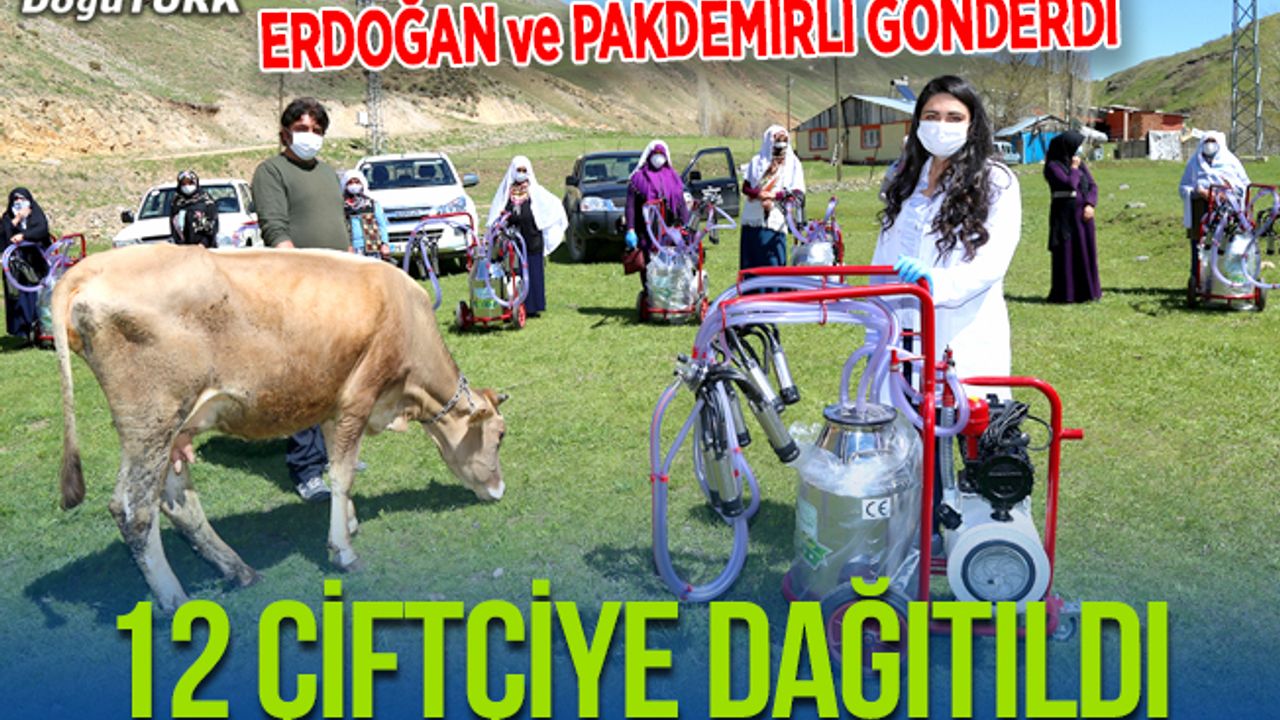 Oltu'da 12 çiftçiye süt sağım makinesi desteği