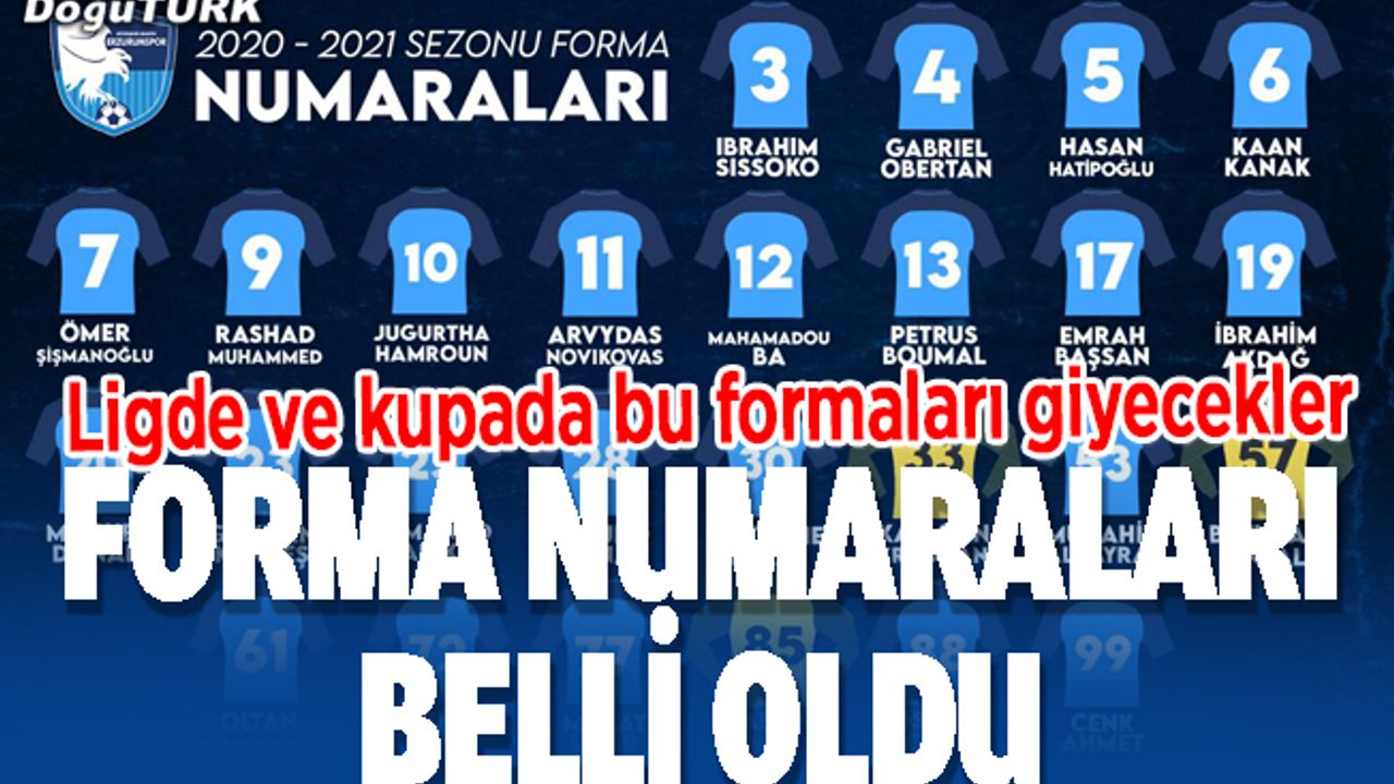 BB Erzurumspor'da forma numaraları belli oldu