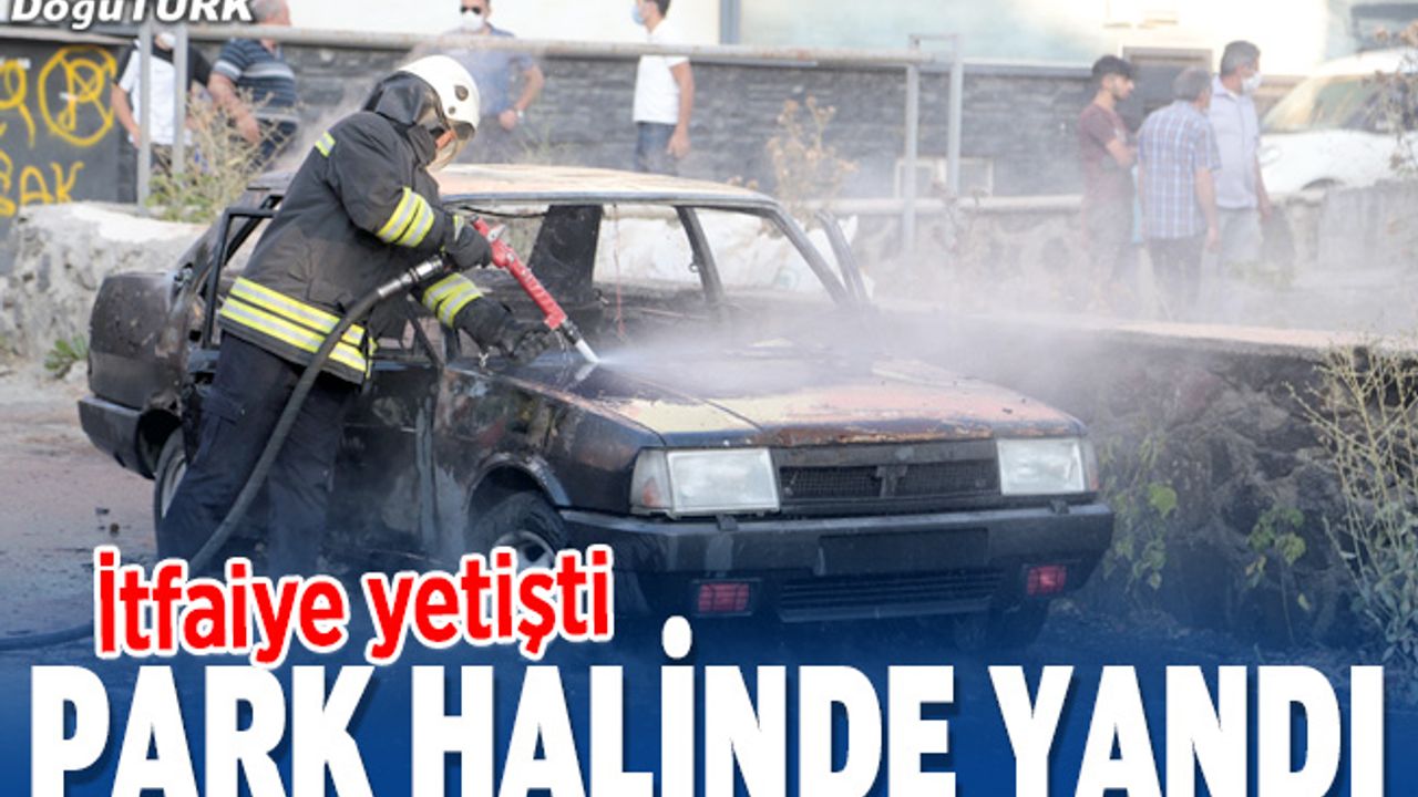 Erzurum'da park halindeki otomobilde yangın