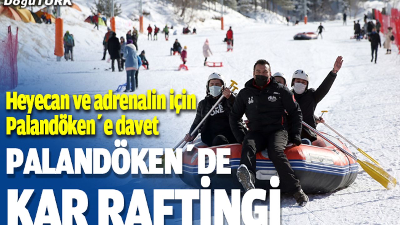 Off-road tutkunları Palandöken'de kar raftingi yaptı