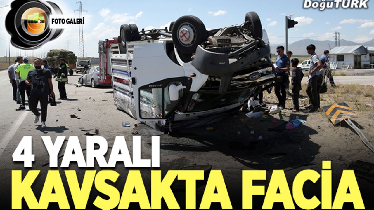 Erzurum'da otomobil ile kamyonet çarpıştı: 4 yaralı