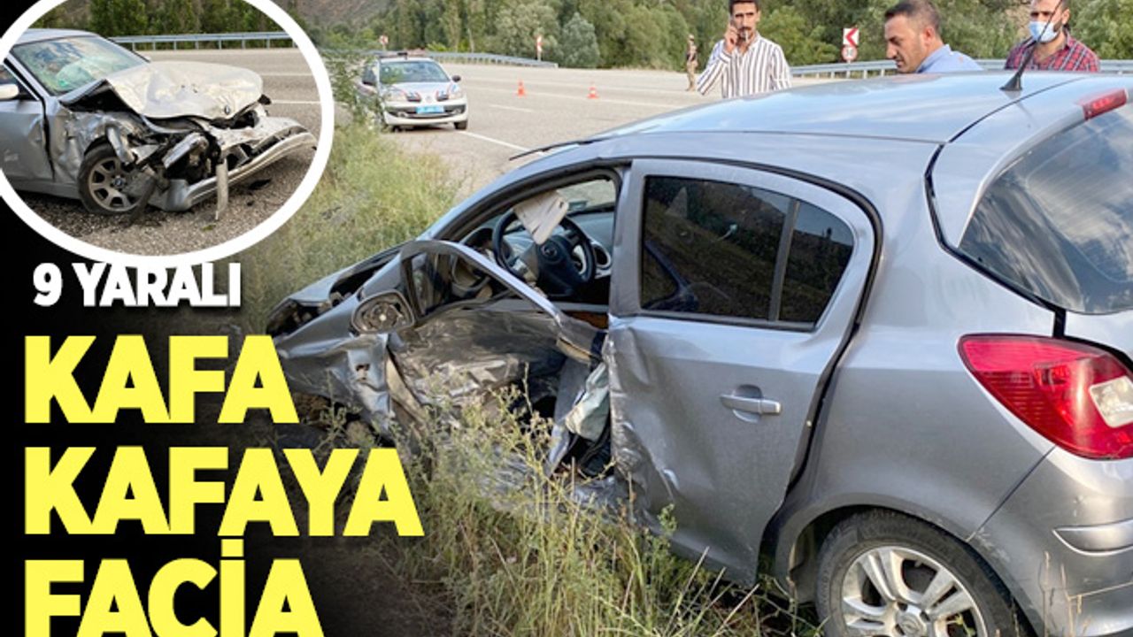 Erzurum'da iki otomobilin çarpışması sonucu 9 kişi yaralandı