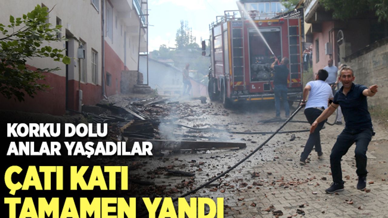 Oltu'da çatı yangını hasara yol açtı