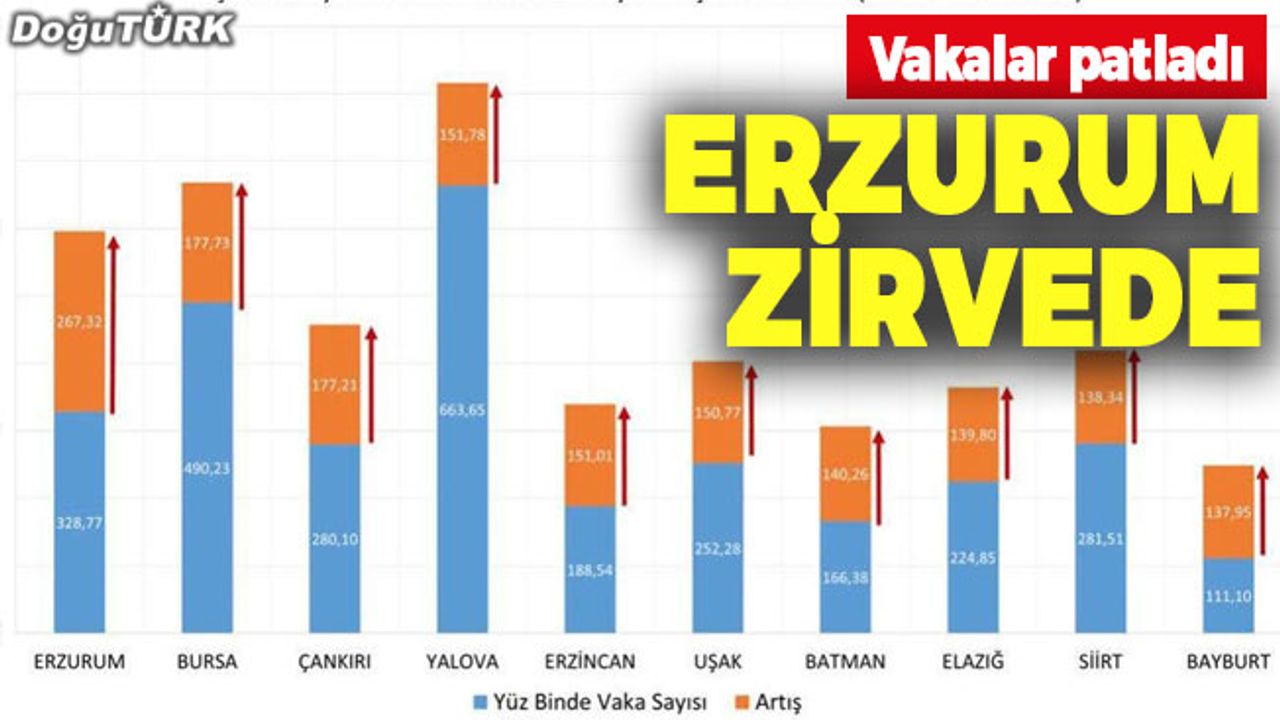 İllere göre haftalık vaka haritası açıklandı; Erzurum zirveye oturdu