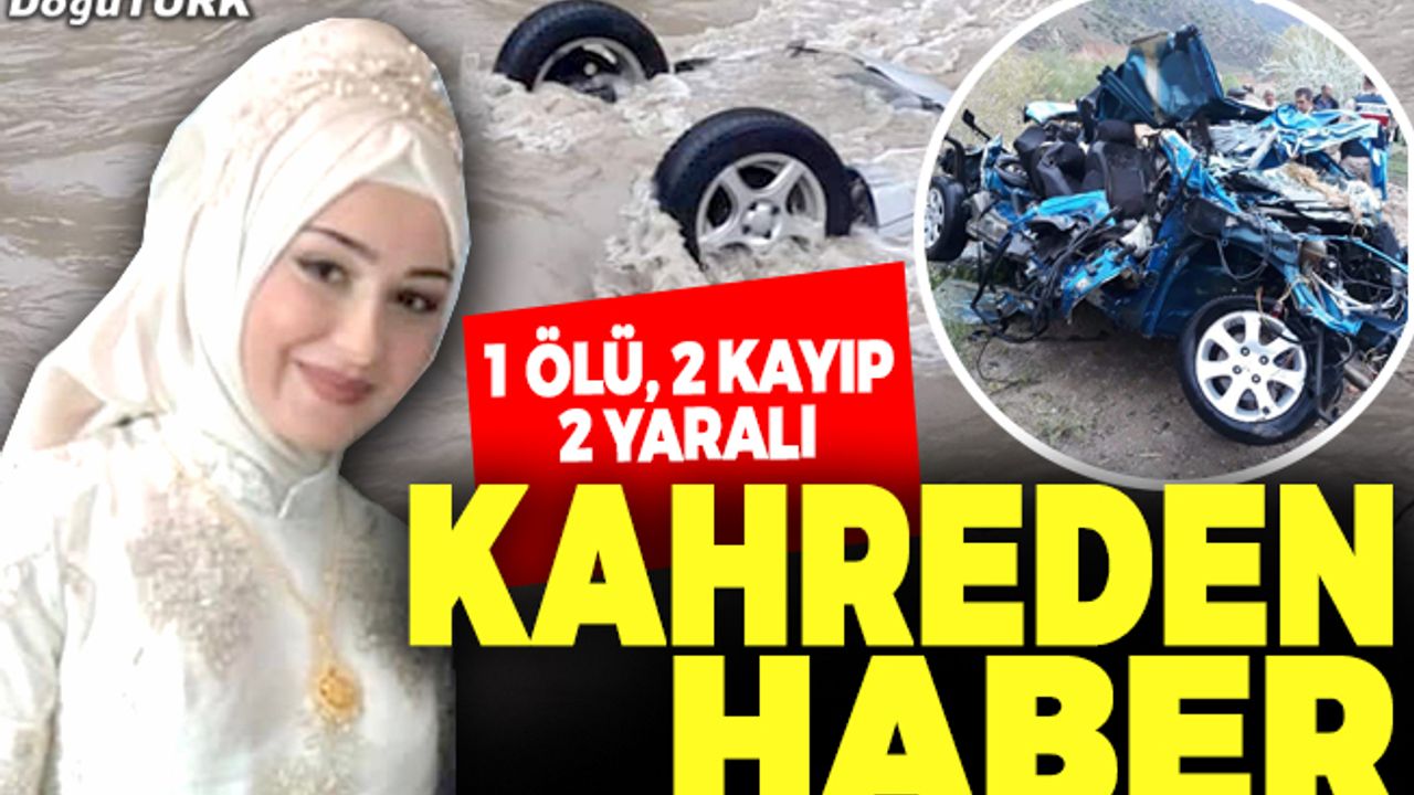 Erzurum’da feci kaza! Kafa kafaya çarpıştı, çaya düştüler