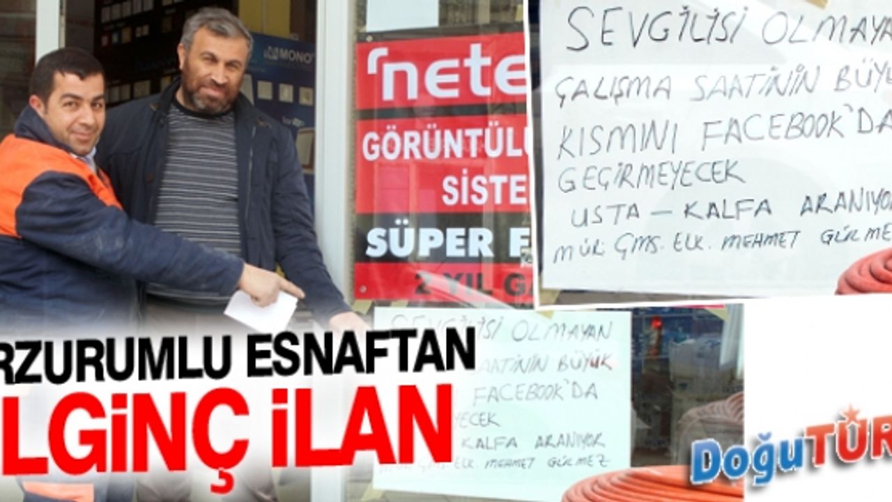 SEVGİLİSİ VE FACEBOOK’U OLMAYAN USTA VE KALFA ARANIYOR