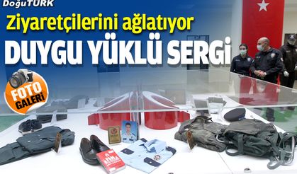 Erzurum'da şehit polislerin kıyafetlerinin yer aldığı sergi duygulandırıyor