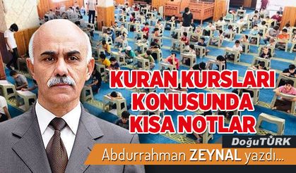 KURAN KURSLARI KONUSUNDA KISA NOTLAR