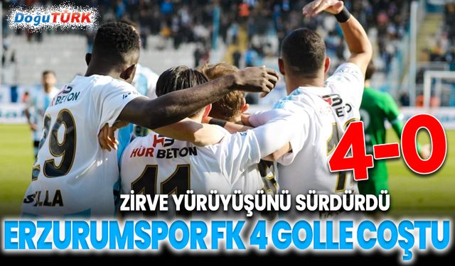 Erzurumspor FK 4 golle coştu; Zirveyi bırakmadı