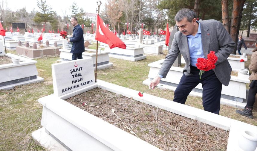Bakan Tekin, Erzurum'da şehitliği ziyaret etti